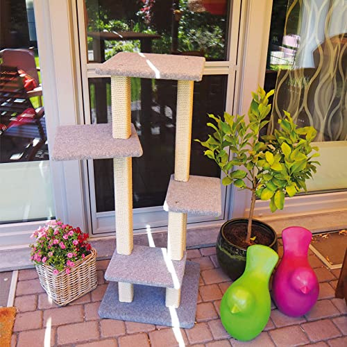 Clevercat Outdoorkratzbaum Terrasso Anton. Ideal für die überdachte Terrasse oder den Balkon. Outdoorkratzen für Ihren Stubentiger Made in Germany