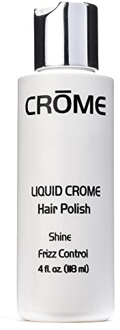 CROME Liquid Hair Polish Serum 4 oz for Taming and Styling Frizzy Curly Hair - Alcohol Free Moisturizer with Heat and Humidity Protection - Adds Shine