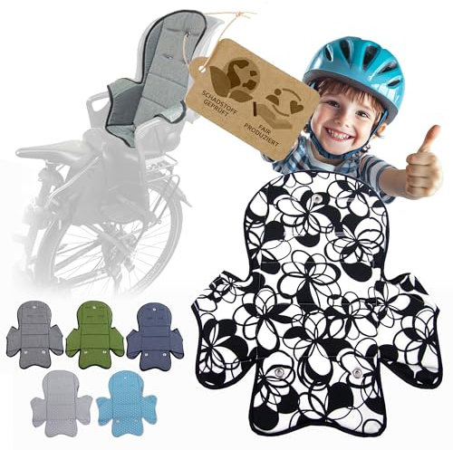 Ersatzbezug kompatibel mit Römer Kinderfahrradsitz – Weiches Ersatzpolster für Fahrradsitz Kinder – Sitzbezug, waschbar bei 30°C – Komfort Polster für Kinder Fahrradsitz MOD 5 (schwarz weiß Kringel)
