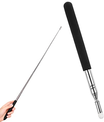 LIUJZZJ Mano Retráctil Extensible Puntero Telescópico Presentador Mano Aula Pizarra Pointer Punteros de Enseñanza Negro