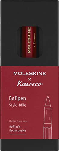 Moleskine x Kaweco, Penna a Sfera Ricaricabile in Plastica ABS, per Scrivere e Prendere Appunti, Ricaricabile con 1,0 mm di Inchiostro Blu Incluso, Colore Rosso