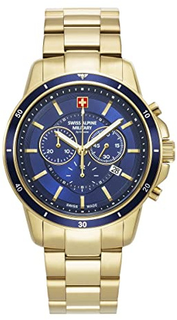 Swiss Alpine Military Herren-Armbanduhr Chronograph Analog Quarz Edelstahl 7089.9
