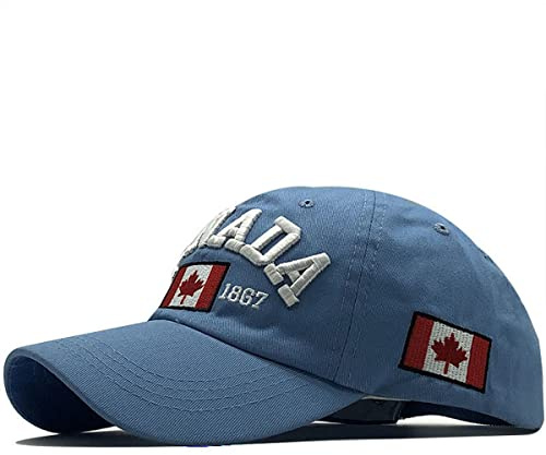 FakeFace Unisex Baseball Kappe Basecap Vintage Stickerei Canada Baseball Hut Freizeit Cap Baseballmütze Hat Caps Mützen Kappe Sonnenhut Sportkappe für Damen Herren,BLAU