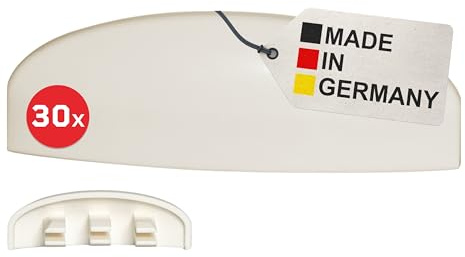 BAUHELD Fenster-Wasserschlitzkappen 30-35 mm [30 Stück] - Made in Germany - Abdeckung gegen Kondenswasser an Lüftungsschlitz Löcher - Abdeckkappen aus Kunststoff - Als Insektenschutz - Naturweiß