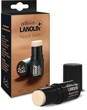Dr. Brown's Lanolina + bálsamo para pezones, posparto y lactancia materna, esencial para calmar y proteger los pezones secos y agrietados