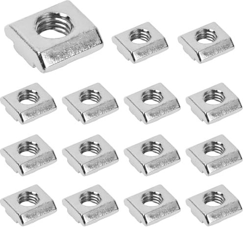 Wisebom EU30 Nutensteine Set, 50Pcs Kohlenstoffstahl Verzinkte T Nutenstein Silber, Gleitmuttern B-Typ Nut Edelstahl Gewinde T-Nut Hammermutter für Aluminiumprofil-Extrusionsschlitz 30-Serie (M8)