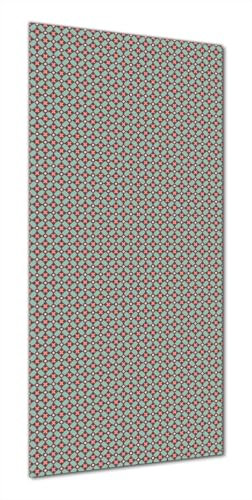 Wallario Selbstklebende Duschrückwand 90 x 200 cm mit Motiv Muster mit Kreuzen, Kreisen und Vierecken, in rot, braun und grün - Wandverkleidung Fließenersatz mit Hochglanzlaminat in Glasoptik