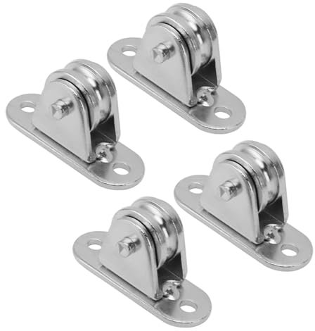 Kleiner Flaschenzug aus Edelstahl, Geräuschlose Rolle, an der Wand Montierte Feste Rolle für Heimwerkergeräte, Drahtseilschienen-Schiebetor (4PCS)