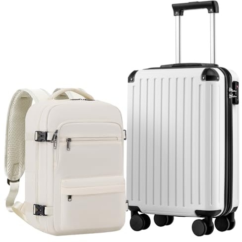 COOLIFE Ryanair Valigia Bagaglio a mano,Set di Valigie,Trolley,Valigia da cabina 55×35×20 e zaino da imbarco 20L(40×25×20cm) Chiusura a combinazione laterale con TSA per EasyJet
