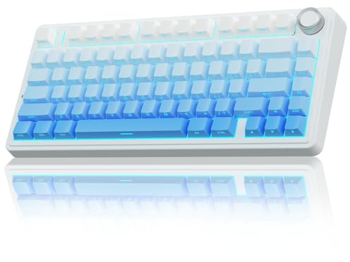 AULA F75 Pro Wireless Mechanical Keyboard,75% Hot Swappable Custom Keyboard,RGB Backlit,Pre-lubed Linear Switches,Side Printed PBT Keycaps Mechanical Gaming Keyboards,Gradient Blue