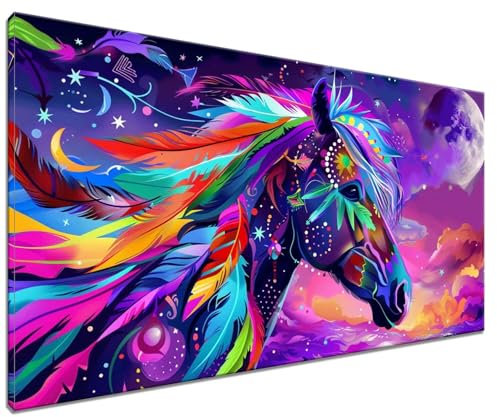 Malen Nach Zahlen Erwachsene Pferd, DIY Handgemalt Ölgemälde Leinwand Kits, DIY Set Erwachsene Anfänger Paint by Numbers Malen Nach Zahlen Feder zur Home Wanddeko Wohnzimmer, Kein Rahmen (40x50cm) D-7