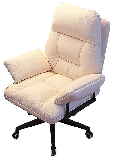 Home-Office-Stuhl, ergonomischer Chefsessel, Arbeitsstühle mit Rollen, Computer-Schreibtischstuhl mit Einstellbarer Höhe, drehbarer Rollstuhl für Kosmetik für Erwachsene (Farbe: /Weiß, Größe