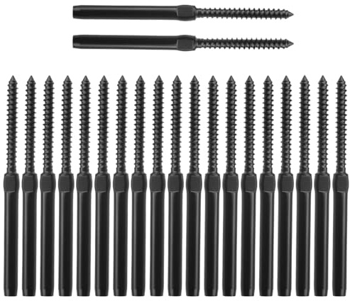 Antrader Black Right&Left Handed Thread Swage Lag Screws for Wood Posts of 3/16 Black Cable Railing Kit,10 Pairs Stainless Steel Left and Right Handed Thread Swage Lag Screws