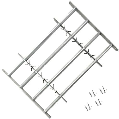 Brokky Grate per Finestre Regolabili 4 Barre Trasversali 1000-1500 mm,Grate per Finestre Antiscasso,Estensibili Zincate in Acciaio Inferriate di Sicurezza