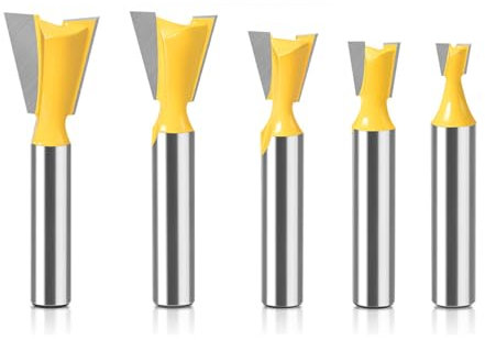 MACHSWON 5 PCS Straight Cut Router Bit Set Milling Cutter Cutting Dovetail Bit 8mm Shank,1/4 3/8 1/2 5/8 3/4 Cut Diameter Woodworking Cutting Trimming Cutter Double Flute Grooving Bits