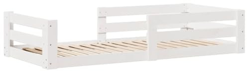 vidaXL Massivholzbett ohne Matratze Weiß 100x200 cm Kiefernholz