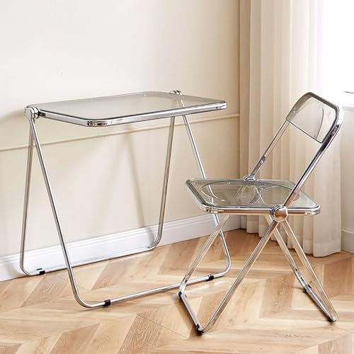 Klappbare Tabletttische Und Stuhl-set, Tv-tablett Und Hocker Aus Acryl, Moderner Kleiner Schreibtisch, Faltbarer Couchtisch, Beistelltisch, Für Wohnzimmer, Sch(Size:Tabletttisch und Stuhl,Color:Grau)