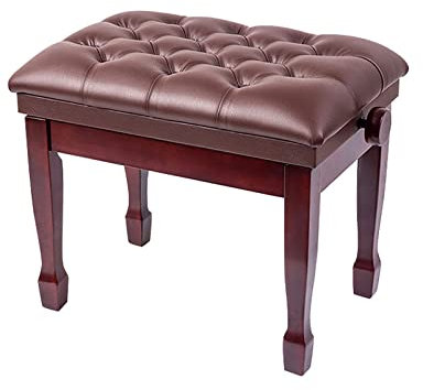 Klavierbank mit Höhenverstellung und eleganten Hufeisenbeinen Holzbank mit weichem Lederkissen 58 x 41 x 48 58 cm (Braun)