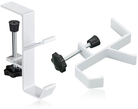 MHYMX Headphone Stand, 2 Pcs Headset Stand Adjustable Headphone Holder Under Desk Headset Hook Universal Headphone Hanger Aluminium Alloy Gaming Desk Accessories for Headphones Keys and Umbrellas