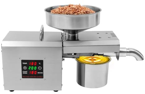 HOARLICN Elektrische ölpresse, 610w Automatisch Elektrische ölpresse Extractor 1500n.M. Oil Expeller Temperaturkontroll ölpresse Maschine Mit Handhabe Geeignet Für Walnüsse, Sesa, Wie Erdnüsse Eu-Stec