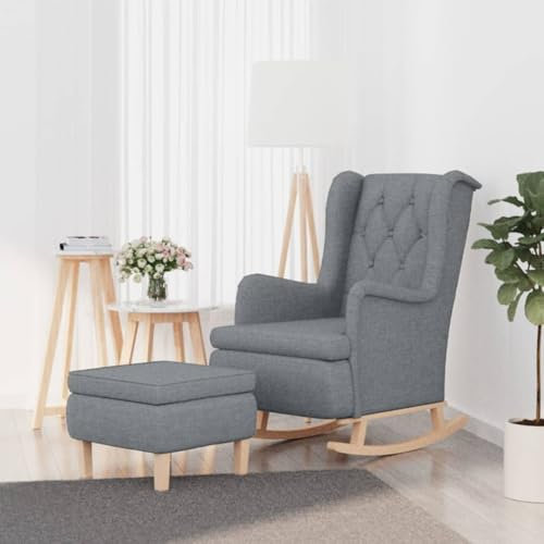 Generisch Schaukelsessel mit Hocker Hellgrau Stoff,jiangboyue-3121272