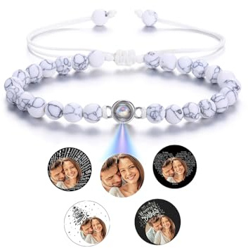 CrystalTears Armband mit Foto personalisierte Projektion Armband im Stein Tigerauge Perlenarmband Benutzerdefinierte Valentinstag Geschenke