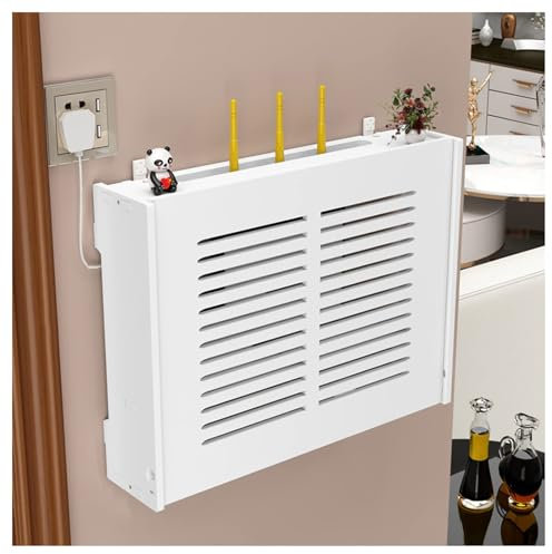 Wifi Router Shelf, Multi-Function Storage Floating Cabinets with Door, Wireless Router Storage Box, Router Cabinet Cable Tidy Box