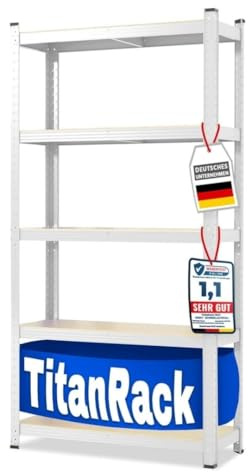 etm Schwerlastregale – Garage, Keller, Werkstatt - Steckregal, Lagerregal, Kellerregal - Hohe Traglast & Verstellbare Böden (Weiß, 180 x 90 x 60 cm)