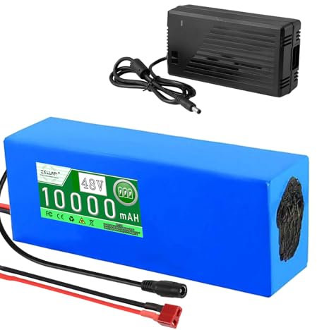 ZXLLAFT Batterie au Lithium 48 Volts Batterie Lithium-ION 48 V 15 Ah 10 Ah Batterie Remplacement 48 V Batterie Li-ION 48 V pour Moteurs 250 W - 750 W avec Chargeur et BMS,48v10ah t Plug