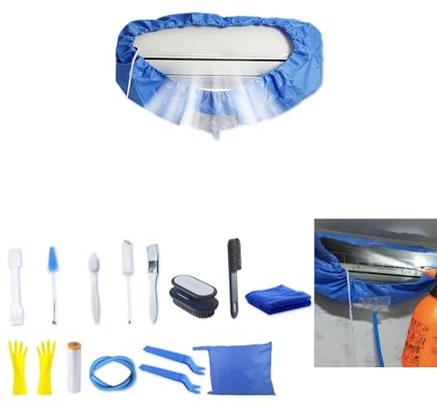 ZSPLIT-MAIR Mini Split ac Sac de Nettoyage, 16 pcs Mini Split Cleaning Kit, Split Climatiseur Couvercle de Nettoyage (Bleu Roi, Grande Taille)