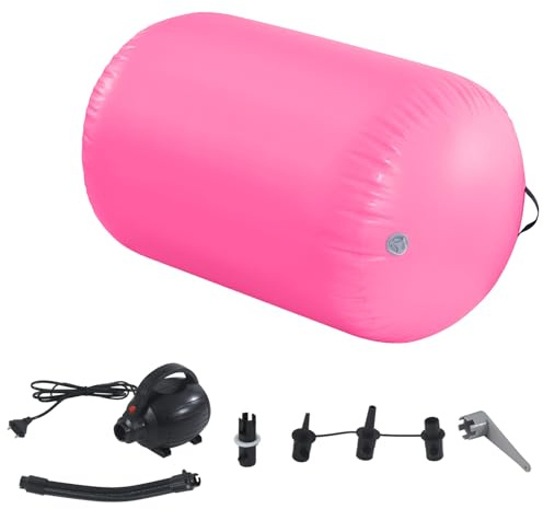 BSTSEL Gymnastik-Rollmatte, 60/75/90 cm, aufblasbare Luftgymnastik-Trainingsmatten, Gymnastik-Tracks für Zuhause/Schule/Training mit Pumpe (Rosa, 100 x 75 cm)