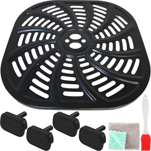 EATBALE Air Fryer Grill Pan Rubber Bumper for Gourmia GAF716 GAF778 GAF798 7QT Air Fryer Replacement Parts Non-Stick Tray Rack Stainless Steel(8.97'' 22.8cm) Washable Accessories Kit