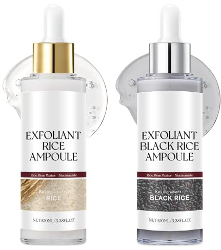 Peel Shot Glow Reis Ampulle Duo,Peel Shot Black Rice Duo,Schwarzer und Weißer Reis als Peeling,Reis-Peeling für das Gesicht, Feuchtigkeitsspendende Mitesserentferner für alle Haut (2Pcs, 100ml)