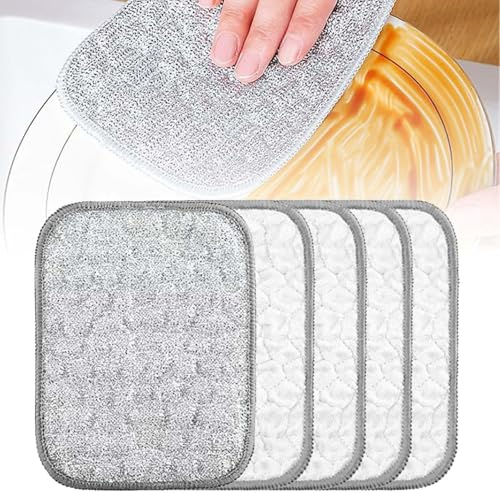 Multipurpose Wire Dishwashing Rags, Reusable Wire Miracle Cleaning Cloths,Wire Washing Cloth, Non Scratch Wire Dishcloth for Kitchen, Sinks, Pots (5PCS)