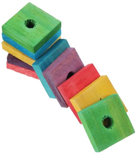Kisangel Bird Chewing Toy Parrot Wood Chips 50pcs Diy Exercise Blocks for Small Animals Macaws Cockatoos Adventure (mixed Colors)