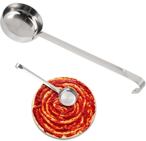 SHOWERORO Pizza Sauce Spoon Stainless Steel with Comfortable Handle, Multi-Purpose Ladle for Baking and Home Cooking