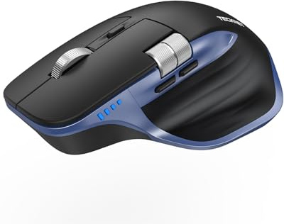 TECKNET Souris Bluetooth, Souris sans Fil Ergonomique avec 3 Modes (BT5.0/5.0+2.4G), Rechargeable, 4800 DPI Réglable avec Molette Latérale Souris Silencieuse pour Ordinateurs, Mac, PC, Windows, Bleu