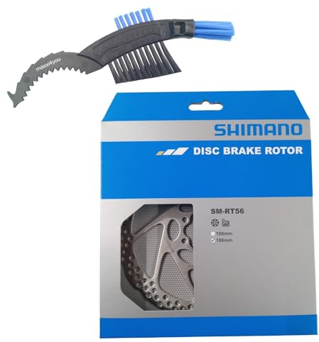 maxxi4you Shimano Fahrrad Bremsscheibe SM-RT56 180mm in Silber inkl Fahrrad Kettenbürste