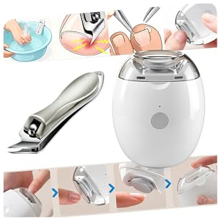 Elektrischer automatischer Nagelknipser & Trimmer – schräger Nagelknipser (2026 verbessertes Set) 3-in-1-Nagelschleifer mit LED-Licht & 3 Geschwindigkeiten, sanft für Fußnägel und Fingernägel, ideal