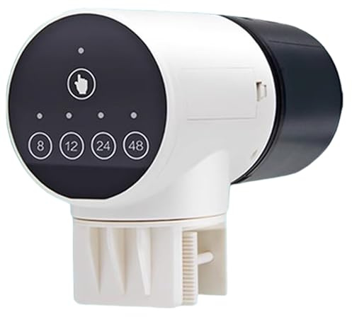 Automatisk fiskmatare – 15 x 11 x 11 cm liten tank auto matdispenser, kapacitet semester, pulver, pellets, timerkontroll, justerbart uttag, digital skärm | Elektronisk timer för akvarium