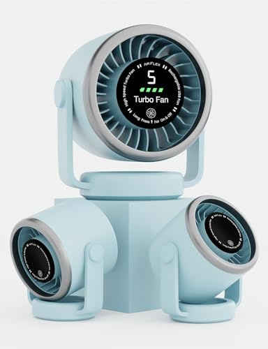 Knight AirFlex Mini Desk Fan, USB Rechargeable 3600mAh Battery - Use up to 10-Hours, Turbo Speed, Led Display, 5 Wind Speed Setting, Adjustable Angle, Portable Fan for Indoor&Outdoor (Arctic Breeze)