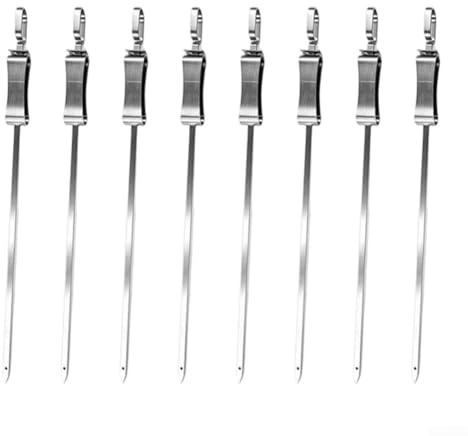 Fauhapyway Brochettes plates pour barbecue, tige poussoir unique, grille réutilisable pour camping, jardin, barbecue, cuisine, 35,5 cm/45,5 cm (brochette de 45,5 cm)
