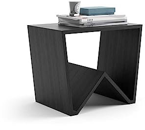 MOBILI FIVER, Mesa de Centro Emma, Color Madera Negra, mesita salón, mesita Auxiliar Baja, Made In Italy