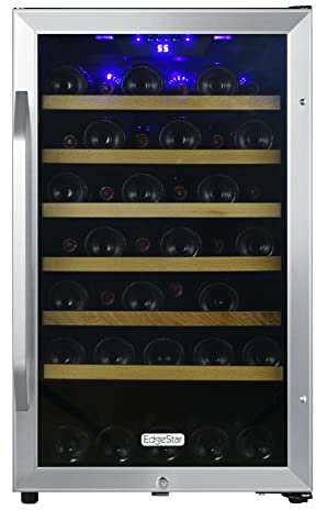 EdgeStar CWF440SZ 20 Inch Wide 44 Bottle Capacity Free Standing Wine Cooler with Reversible Door and LED Lighting