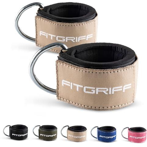 Fitgriff® Fußschlaufen V2 (stark gepolstert) - für Fitness Training am Kabelzug - Ankle Straps Fußfesseln für Damen und Herren