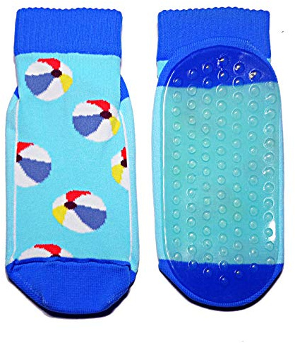 Weri Spezials Schwimmsocken für Kinder Erwachsene Anti-Rutsch Strandsocken Aqua-Socken Badesocken Damen Herren Mädchen Jungen (23-23 Türkis Bälle)