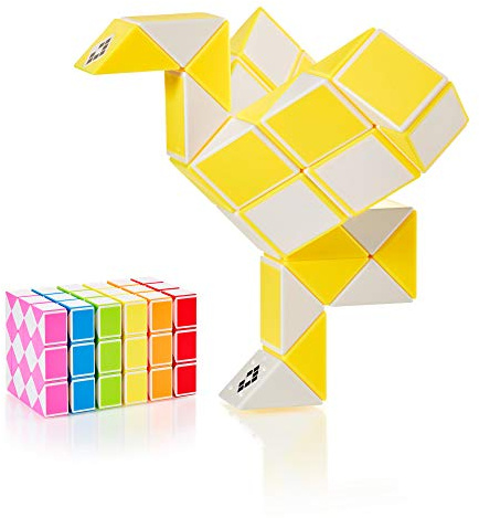 CUBIDI® Original Magic Snake - 36 Blöcke Gelb | Knobelspiele für Kinder und Erwachsene | Ideal als Mitgebsel Kindergeburtstag, Kindergeburtstag Gastgeschenke oder kleine Geschenke für Kinder