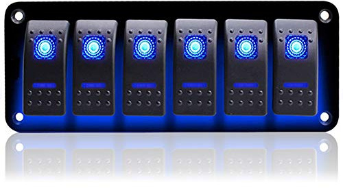KAOLALI Kippschalter-Panel, 12 V/24 V, für Wohnmobil, Auto, Boot, 6 Gänge, Ein-Aus-Kippschalter