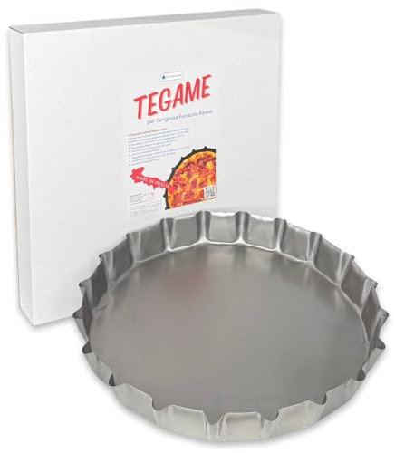 acquaverde | Tegame per l'originale Focaccia Barese, Pizza e Calzone in Acciaio, Rotondo Ø 28 cm - Teglia per la Cucina Tradizione Pugliese, utilizzo Casalingo e Professionale, MADE IN ITALY