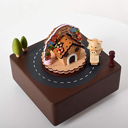 Jaeknxcg Holz Spieluhr Spieldose mit Musik Klassische Holz Handwerk für Geburtstags Weihnachten Home Dekoration Schweinchen